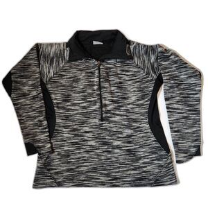 Columbia Women’s Large Half‑Zip Long Sleeve Top – Heathered Black/Grey
